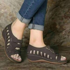 Buckal Choco Brown Medicated Wedge Sandal For Women