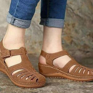 Roman Brown Wedge Medicated Sandal For Women