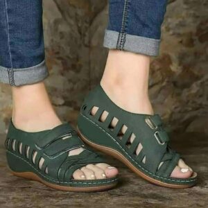 Buckal Green Medicated Wedge Sandals Sandal For Women
