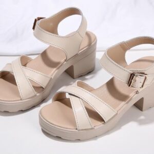 Stylish Beige Block Heeled Sandals for Women